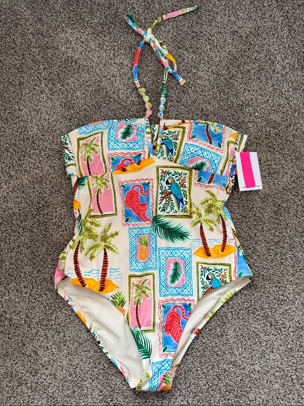 Gibson Latimer Tropical Print One-Piece Swimsuit - Pink, Blue, Green, Yellow
